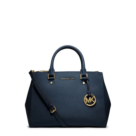 michael kors saffiano medium sutton satchel navy|Michael Kors Sutton Leather Medium Satchel Handbag .